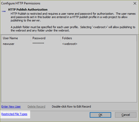 File types can be restricted by specifying "Restricted File Types".